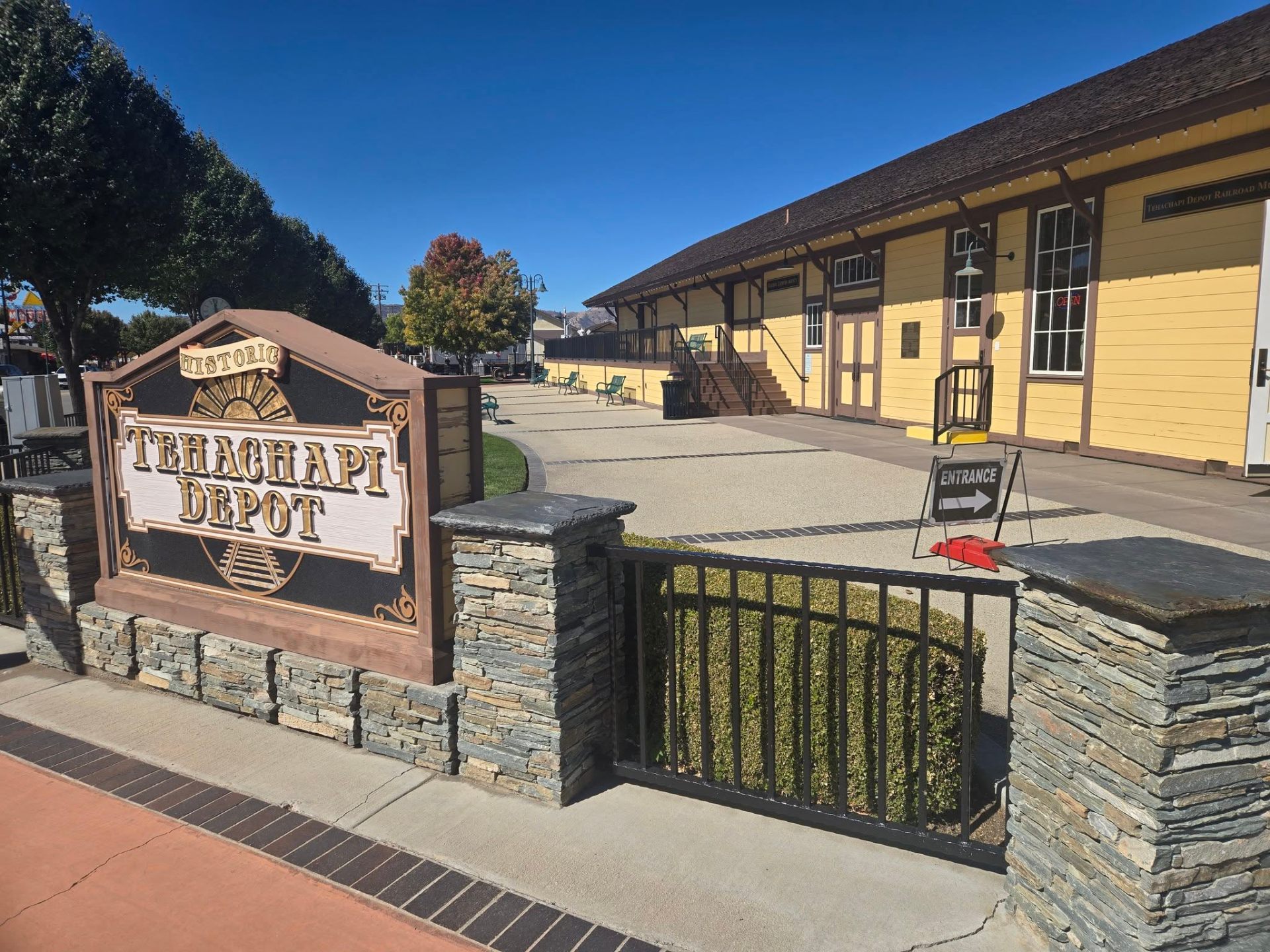 The historic Tehachapi Depot at golden hour