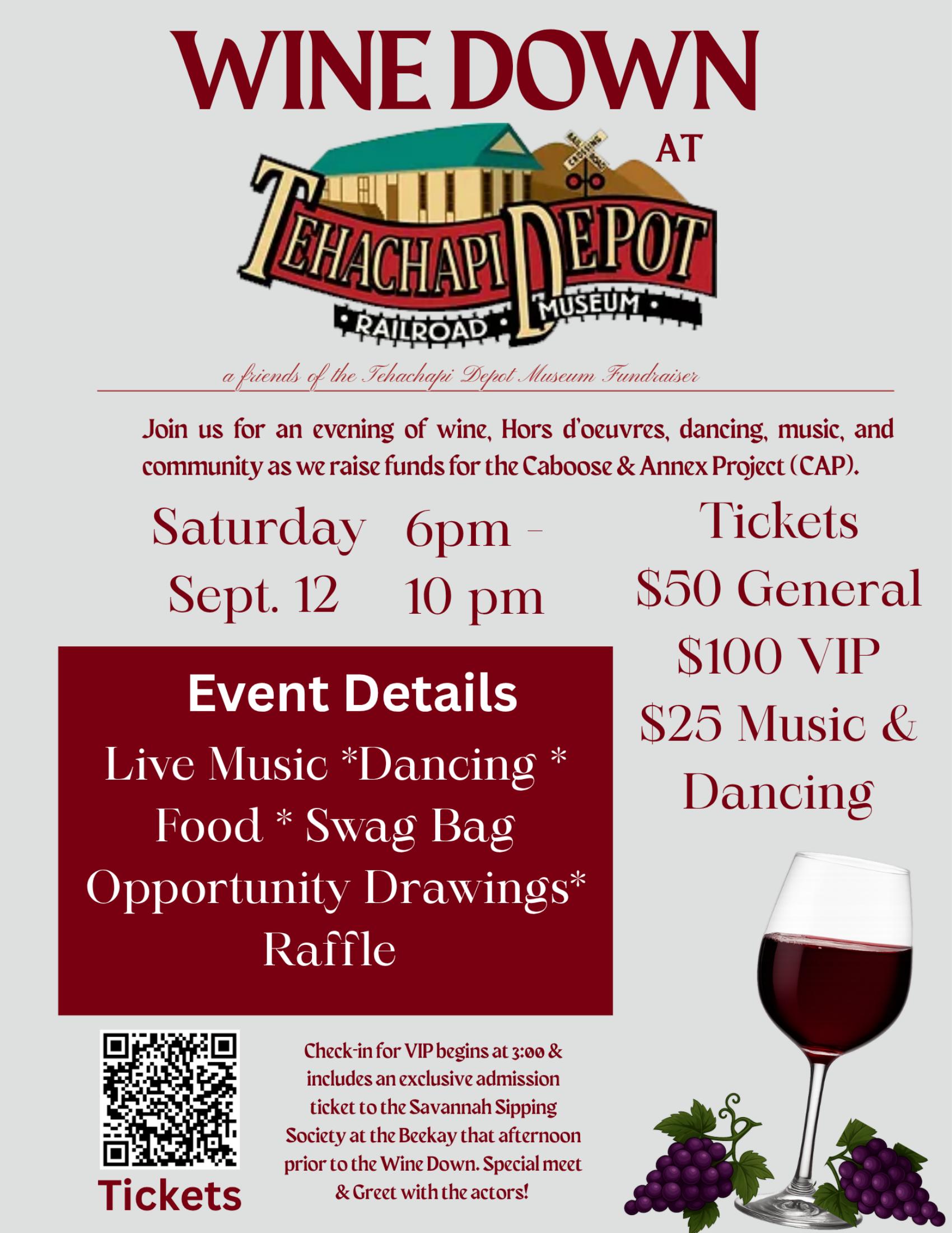 Summer Wine Down at The Depot fundraiser poster